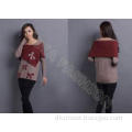 Red Bow Womens Pullover Sweaters Crew Neck , Jacquard sweat